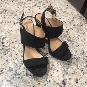 Report heels. Black Suede feel. Size 7